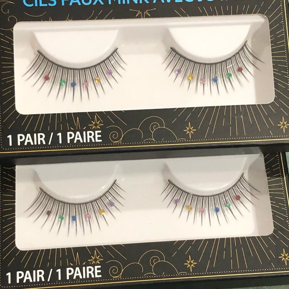 2pairs of mixed stones jeweled faux mink eyelashes new - Picture 1 of 10